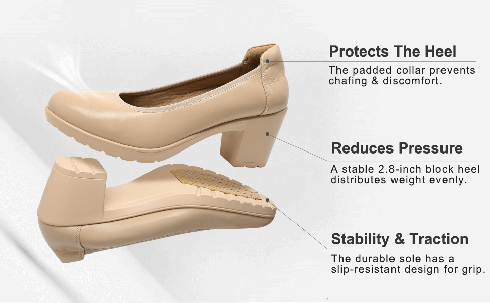 Arch Support Low Chunky Heel PumpsDream Pairs