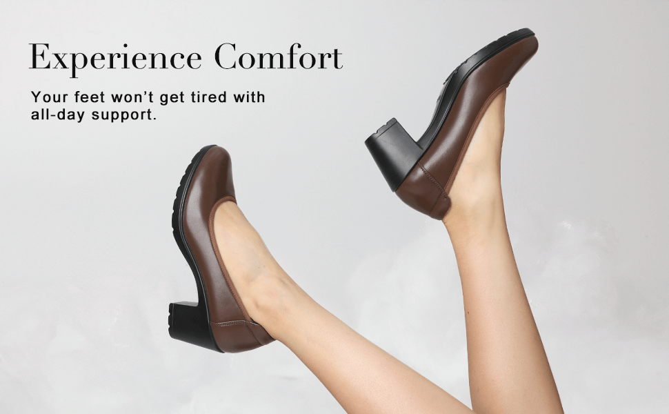 Arch Support Low Chunky Heel PumpsDream Pairs