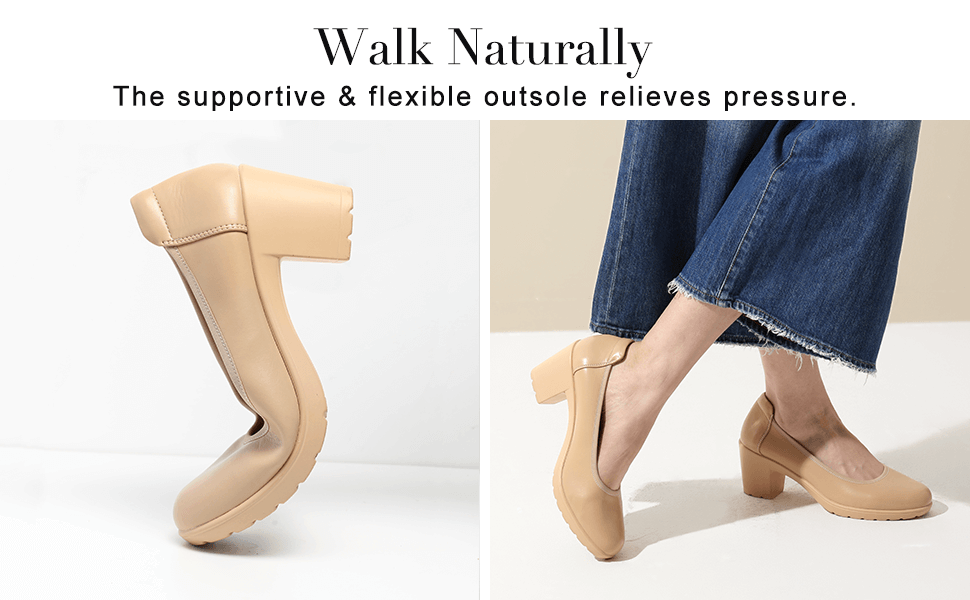 Arch Support Low Chunky Heel PumpsDream Pairs