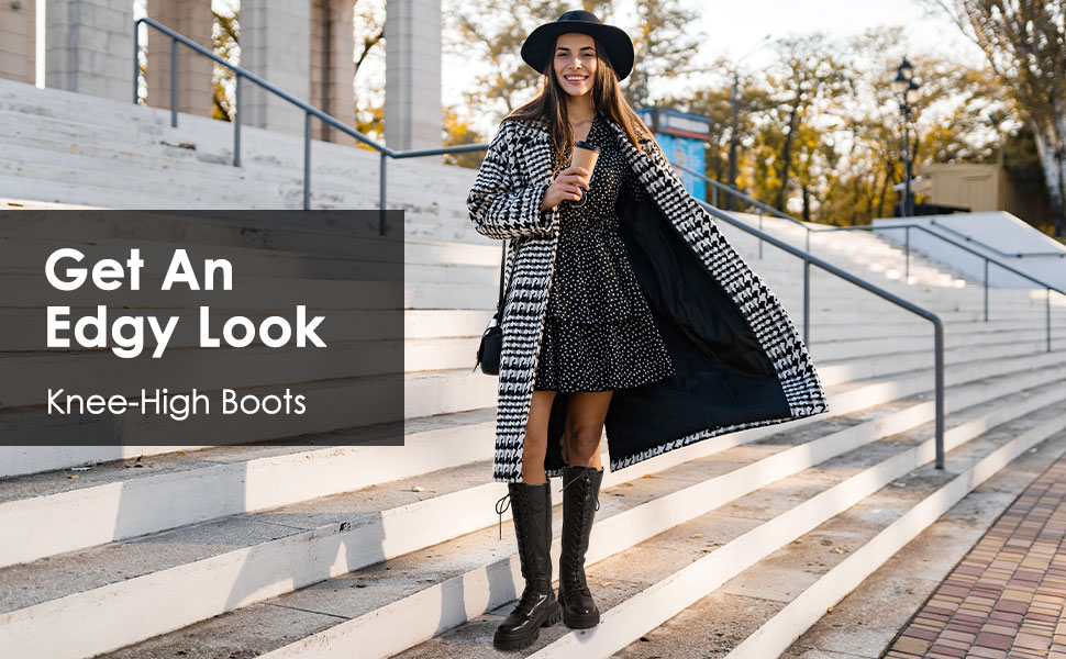 Lace Up Knee High Boots Platform Chunky BootsDream Pairs