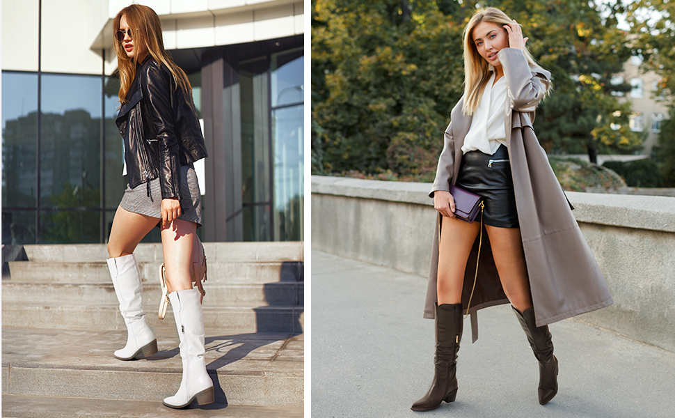 Brown Suede Knee High Boots Outfits (29 ideas & outfits)