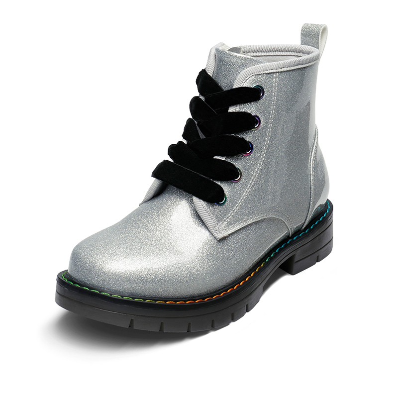 Silver glitter combat boots shop