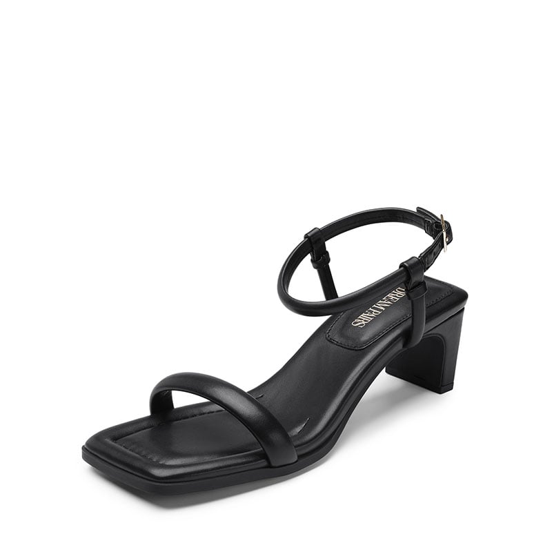Square-Toe Heel Sandals  Single Strap Sandals-Dream Pairs