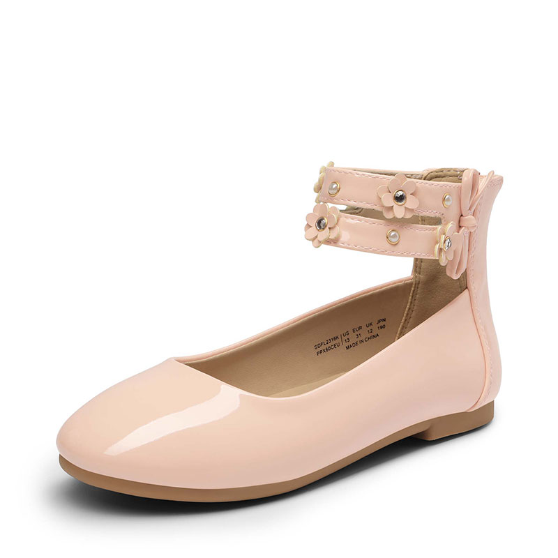 Pink flats online with ankle strap