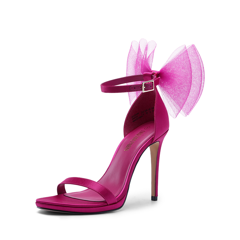 Buy Pink Puffed Strap Heels by Schon Zapato Online at Aza Fashions.