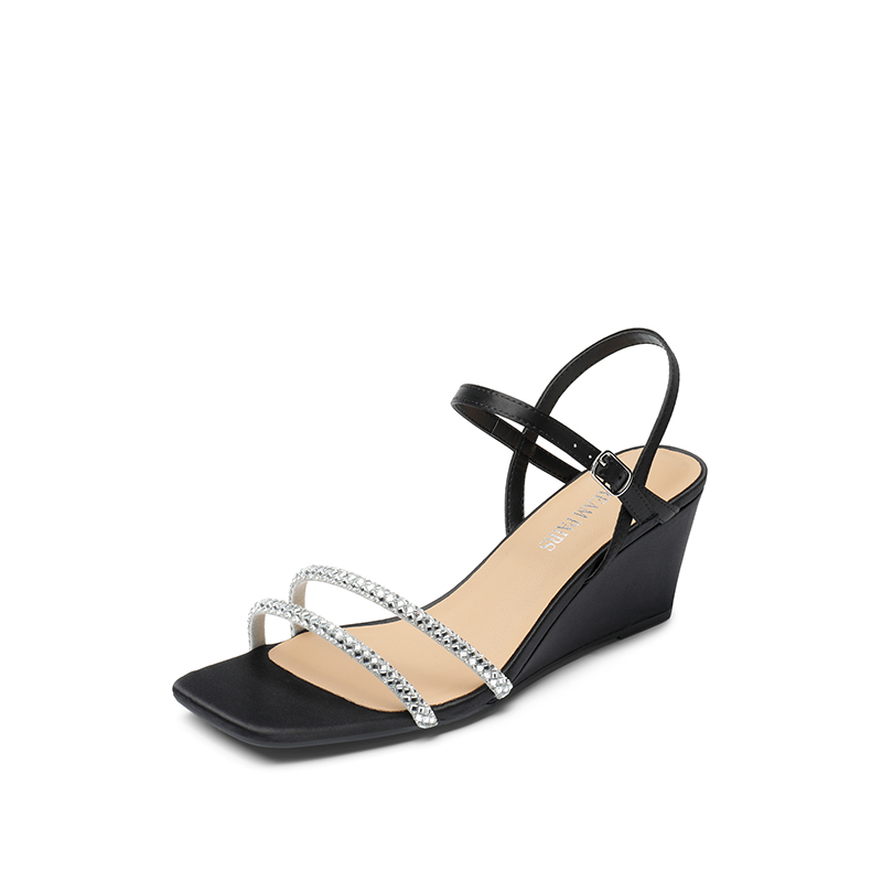 Bling Wedge Sandals Square Toe SandalsDream Pairs