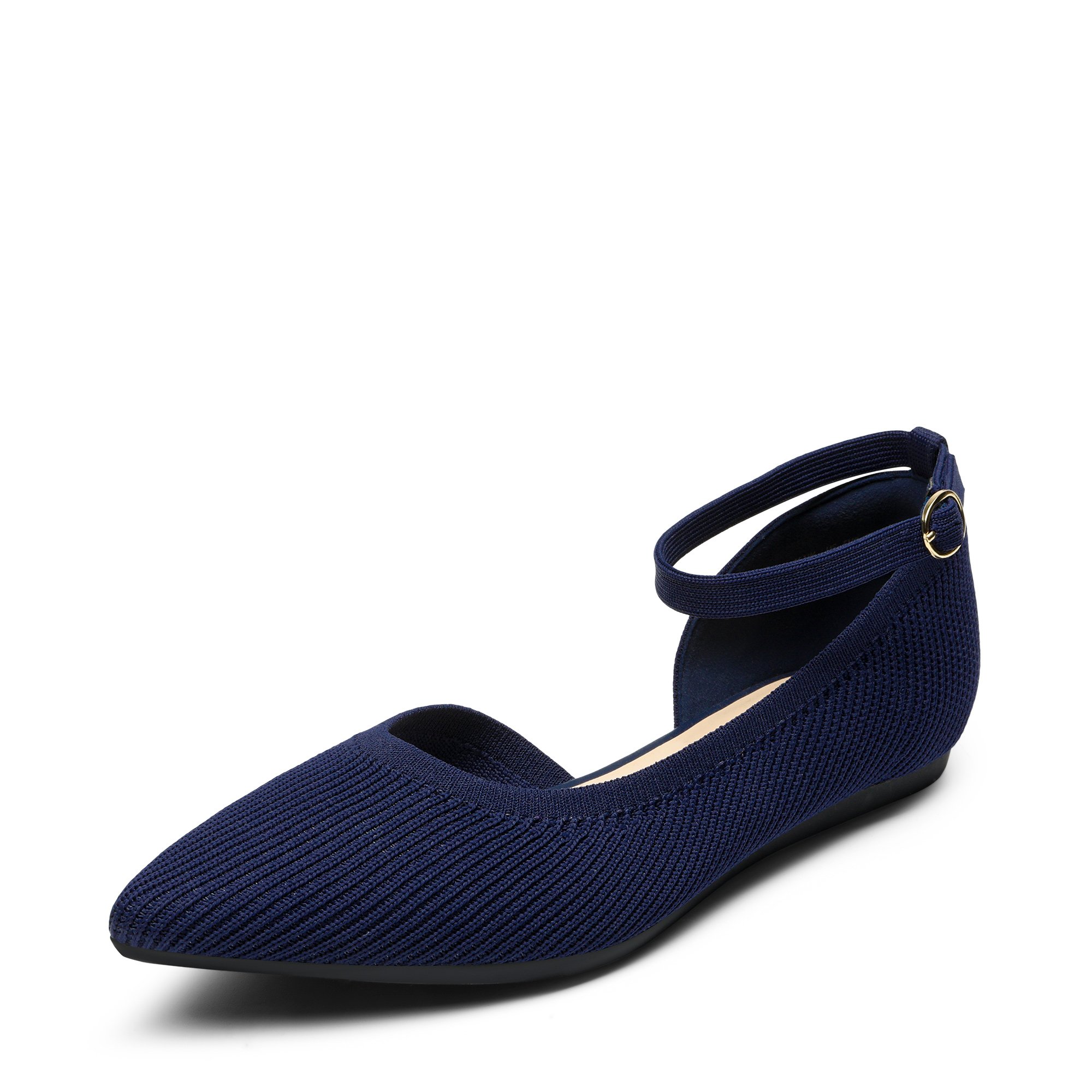 Pointed Toe Ankle Strap Flats | Knit Flats-Dream Pairs