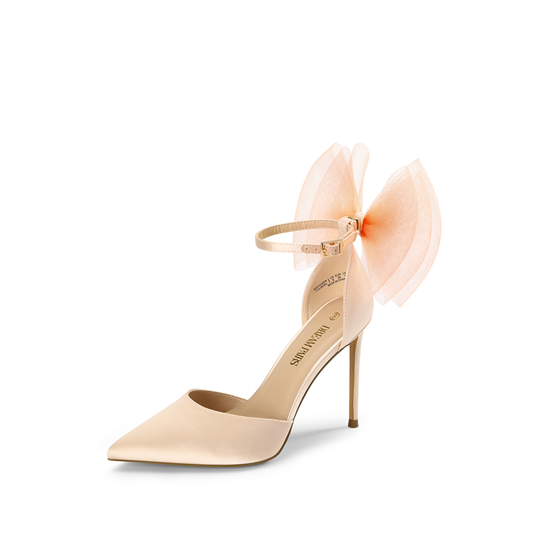 Pointed toe heels with bow sale