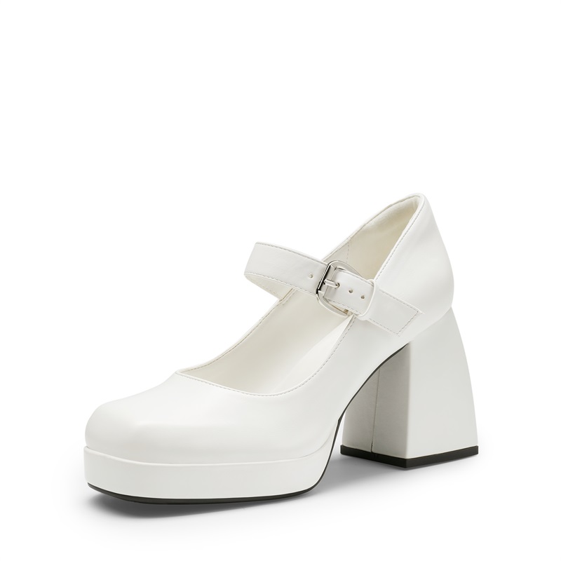 White square hot sale heel shoes