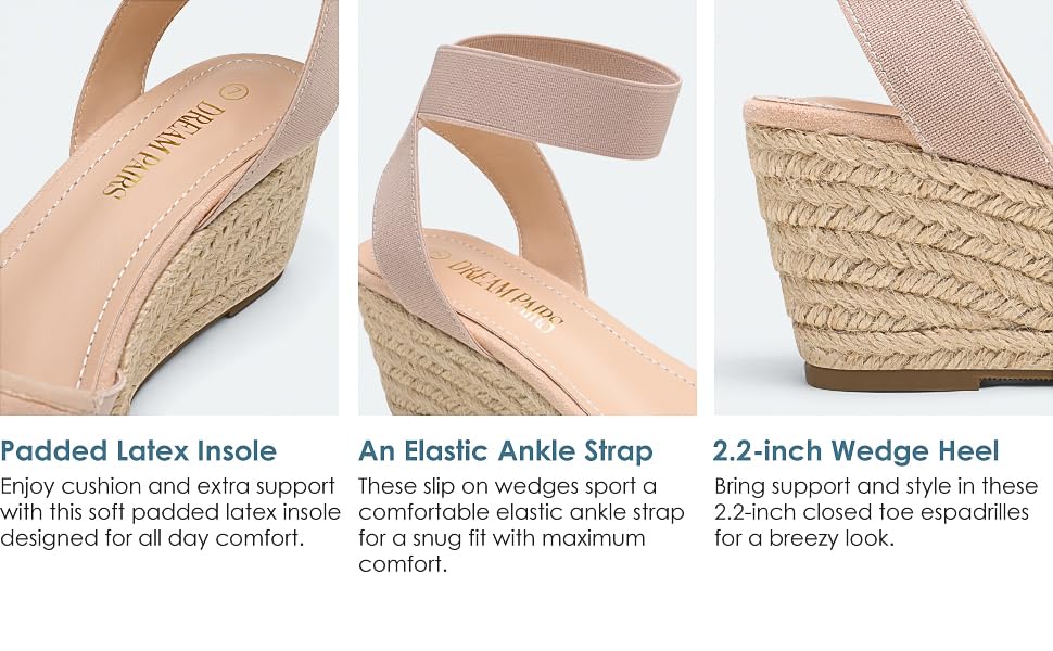 Comfort Closed Toe Espadrilles Wedge Sandals