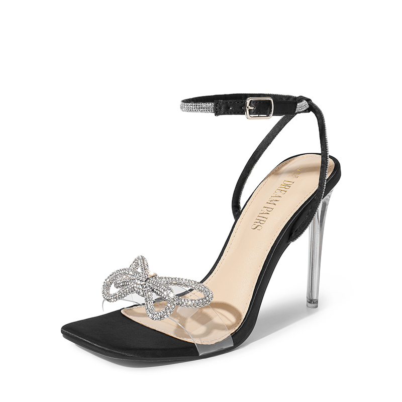 Rhinestone discount bow heels