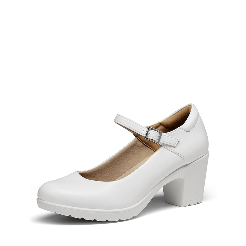 Gothic Womens Shoes - Ashes White Chunky Heel Platform Mary Jane Shoe