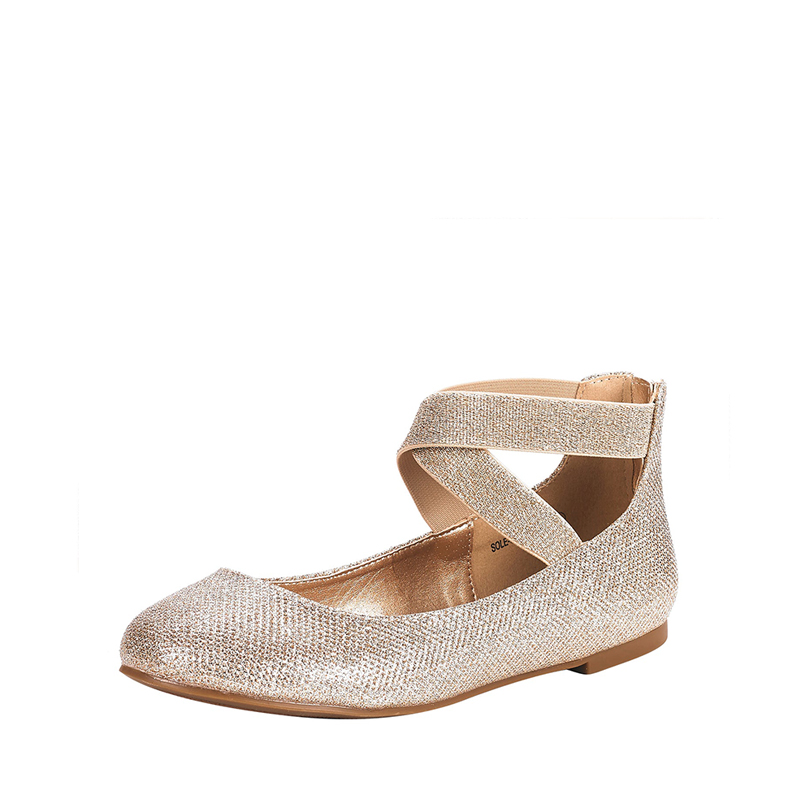 Closed Toe Flats with Ankle Strap in Silver Black etc. Dream Pairs