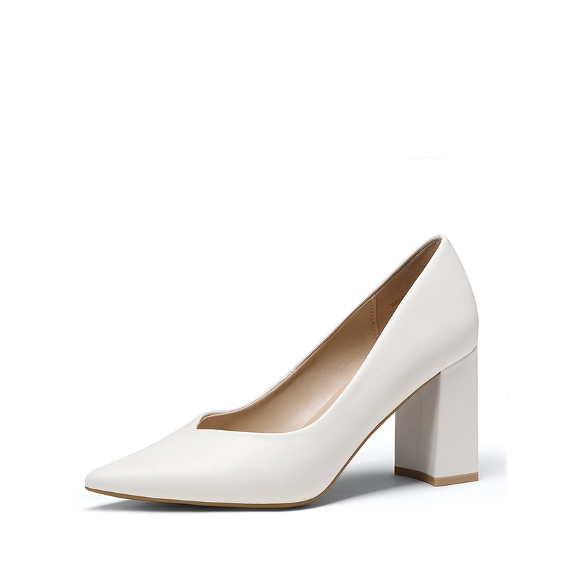 Pointed-Toe High Chunky Heel Pumps-Dream Pairs