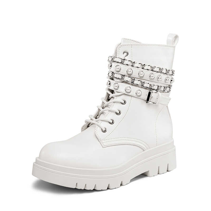 Women s Chunky Lug Sole Boots Chain Ankle Boots Dream Pairs