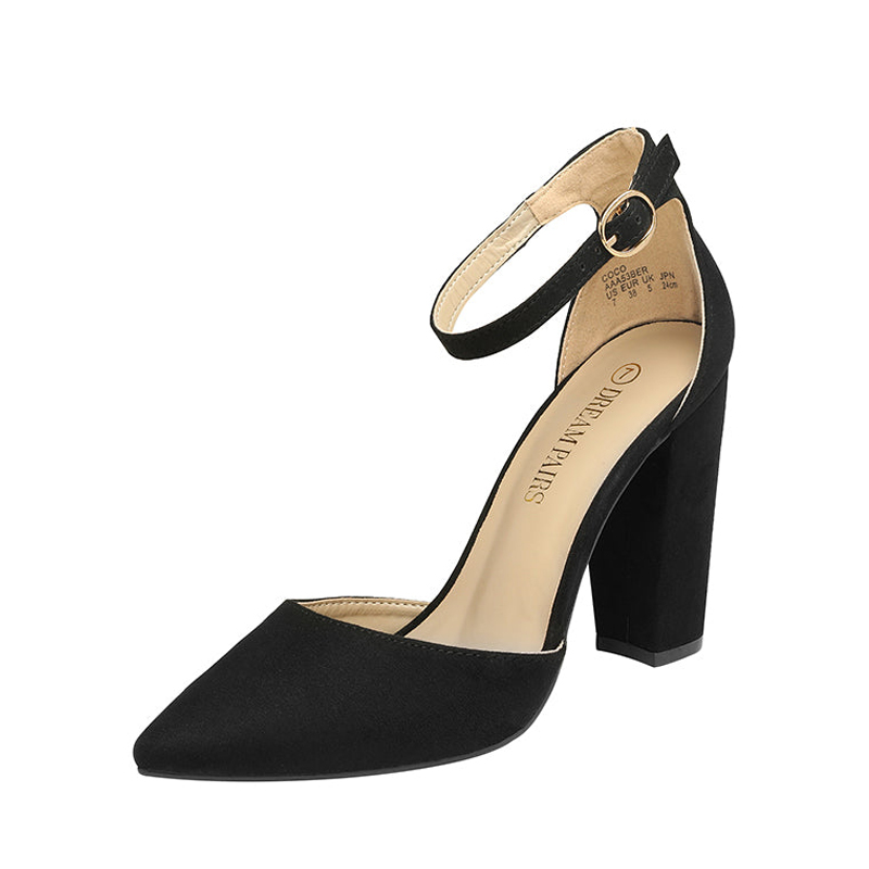 Black pointed hotsell toe chunky heels