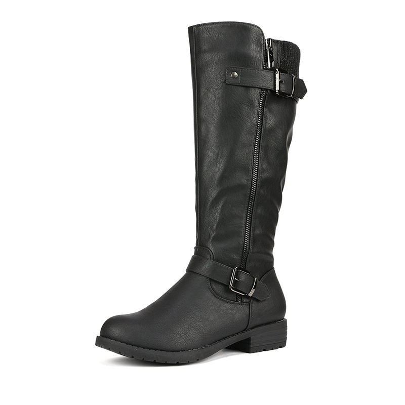 Low heel womens cheap leather riding boots