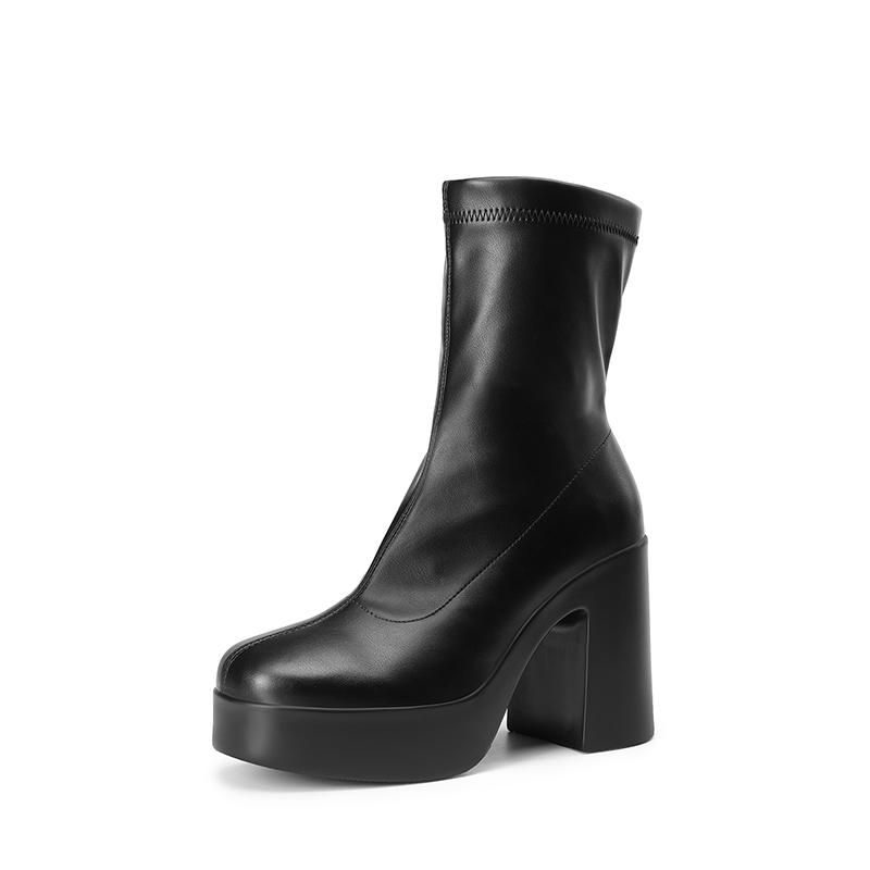 Square Toe Platform Chunky Ankle Boots