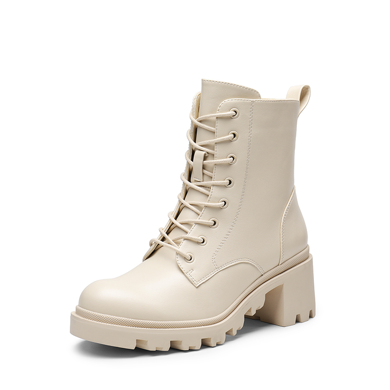 Cream combat boots sale