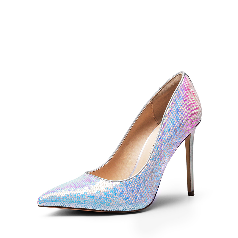 White hotsell sequin pumps
