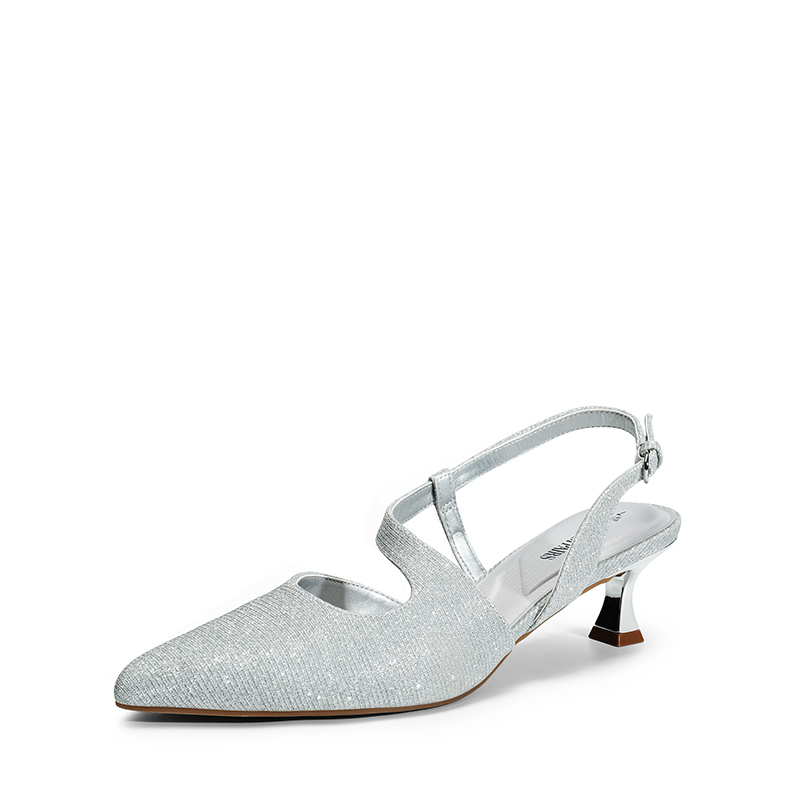 Silver kitten heel slingbacks sales