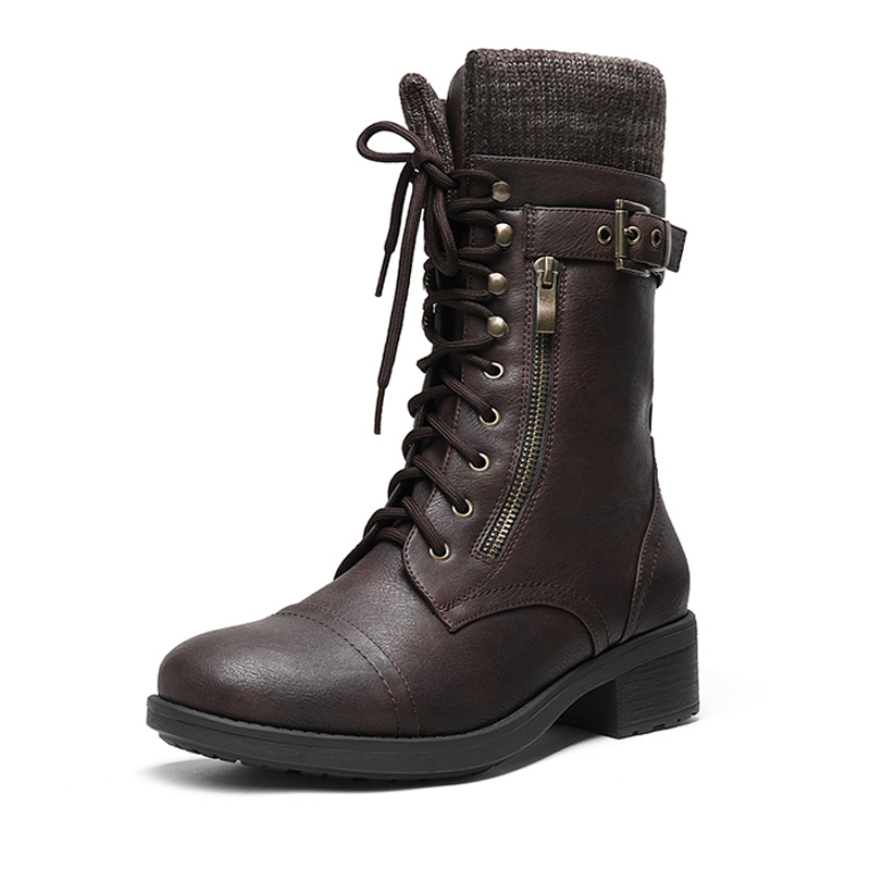 Lace up Mid Calf Riding Boots for Women Dream Pairs