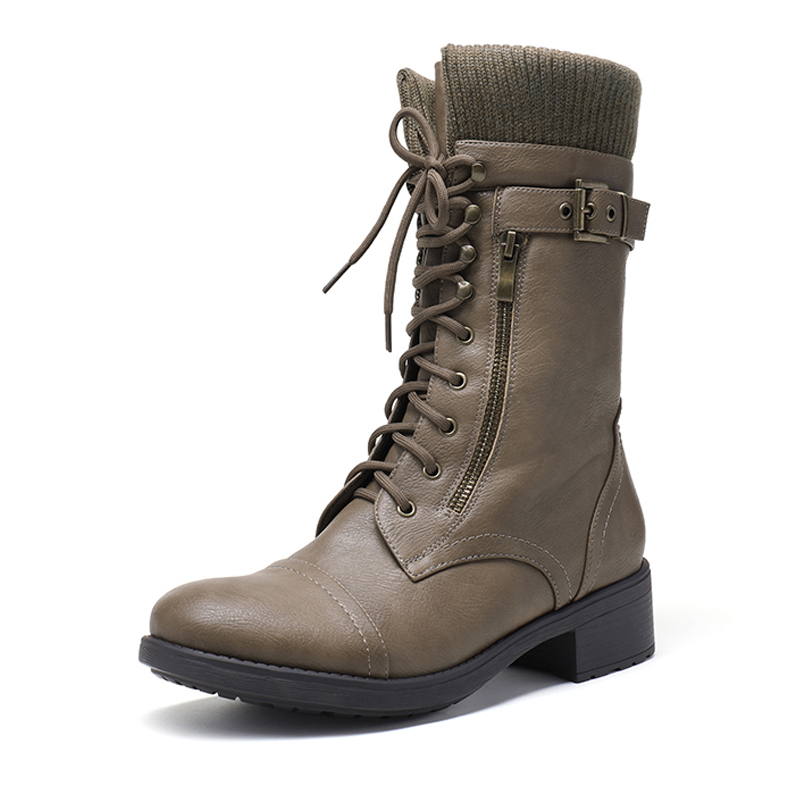 Lace up Mid Calf Riding Boots for Women-Dream Pairs