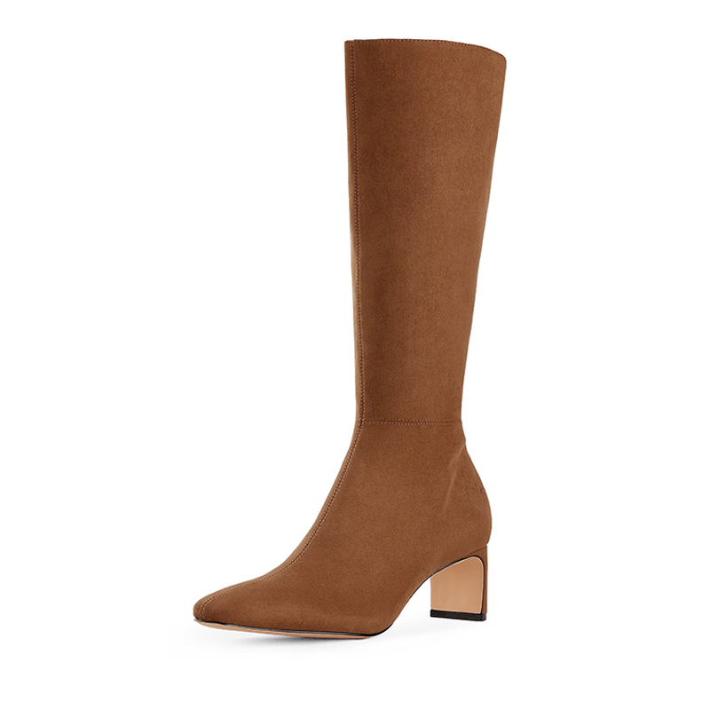 Chunky Heel Knee High Boots | Suede Boots-Dream Pairs