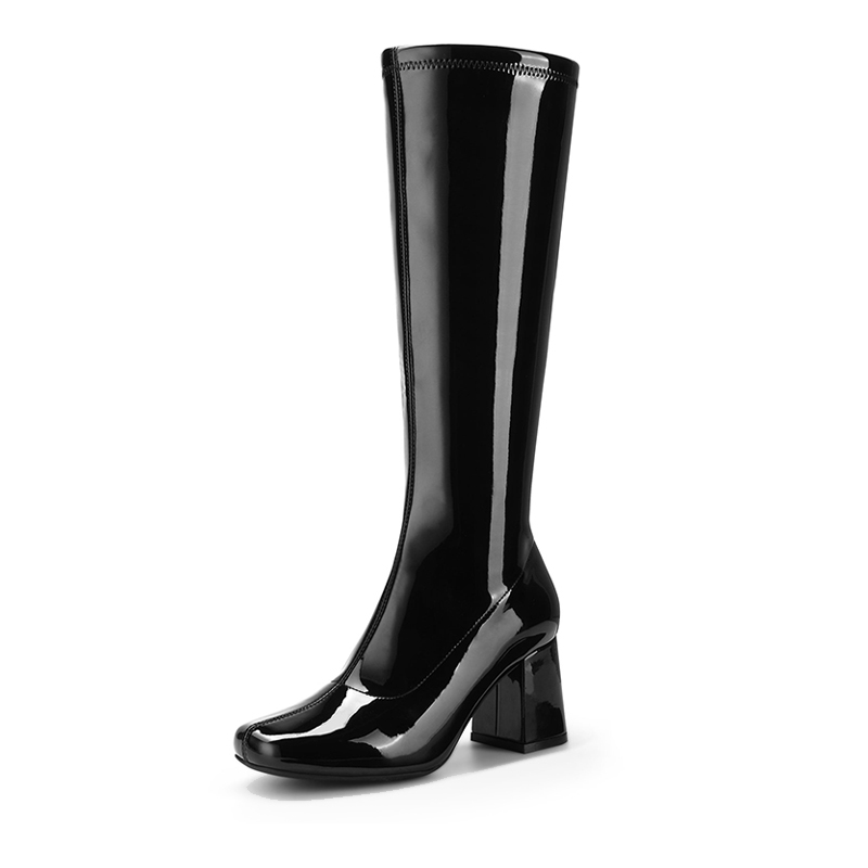 black patent gogo boots