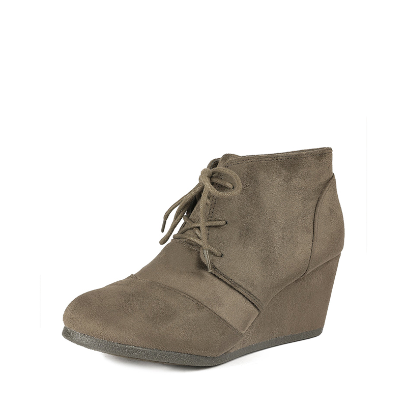 Women s Low Wedge Booties Lace Up Wedge Boots Dream Pairs