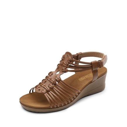 Women's Brown Wedge Sandals-Dream Pairs