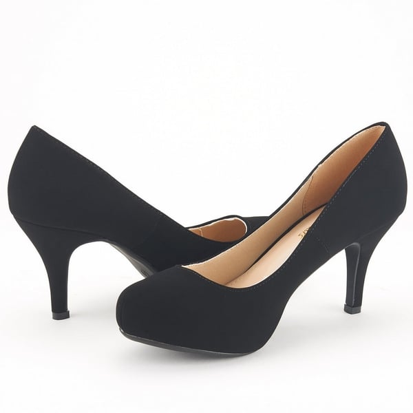 Women's Slip On Super High Heels Platform Round Toe Pumps Black Suede Shoes  | eBay