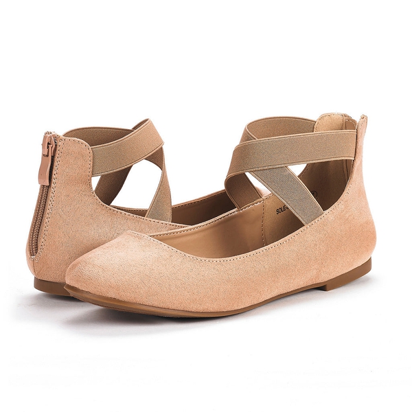 Closed Toe Flats with Ankle Strap in Silver Black etc. Dream Pairs
