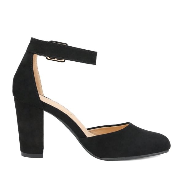 Round Toe Chunky Heel Pumps | Ankle Strap Pumps-Dream Pairs