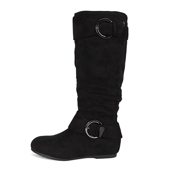 Black wedge boots cheap wide calf