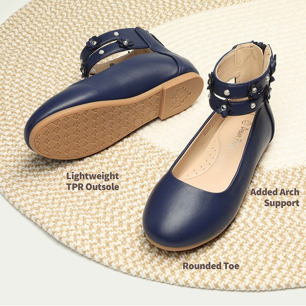 Navy blue flats new arrivals with arch support