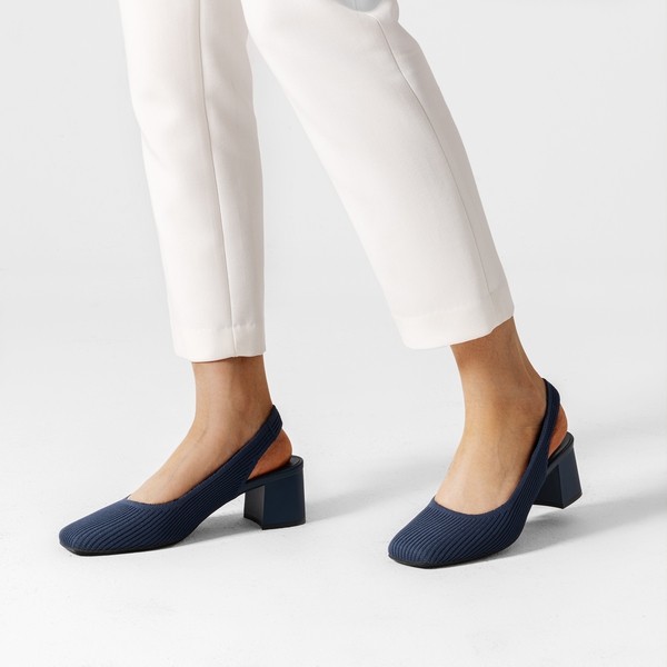 Evolved Sling Back Women's Heels in Navy | Number One Shoes