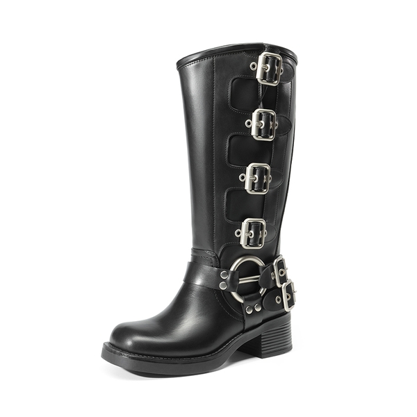 Women's moto deals boots with buckles