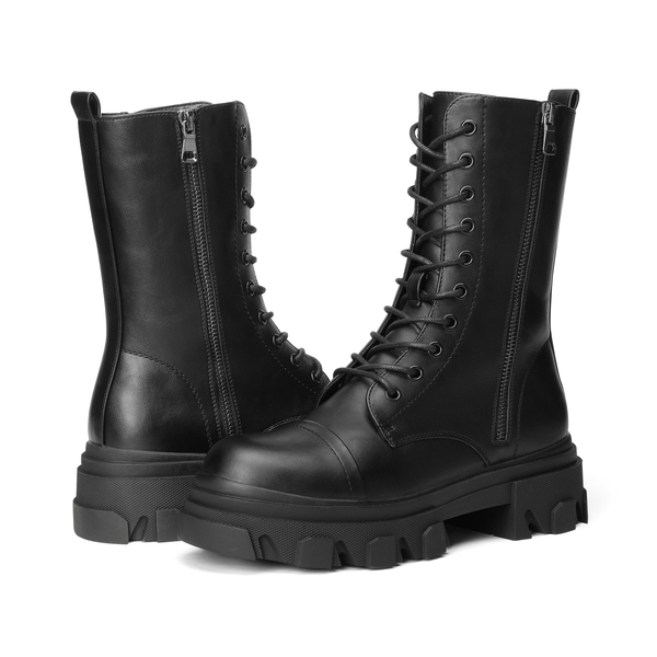 Mid Calf Combat Boots | Women's Lace Up Boots-Dream Pairs