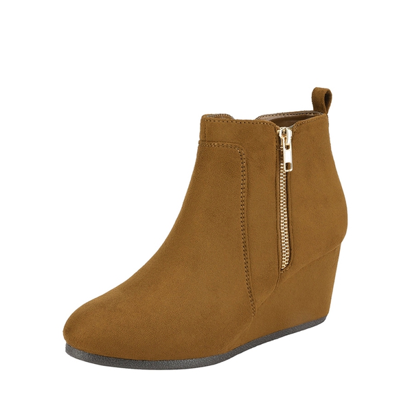 brown suede wedge ankle boots