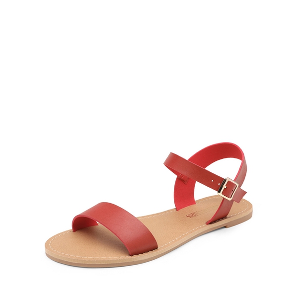 Red flat sandals best sale with ankle strap