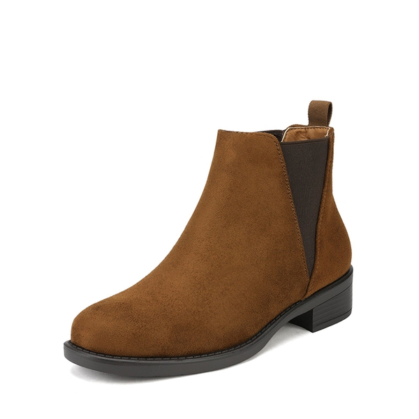 Chunky Low Heel Ankle Boots in Suede & PU-Dream Pairs