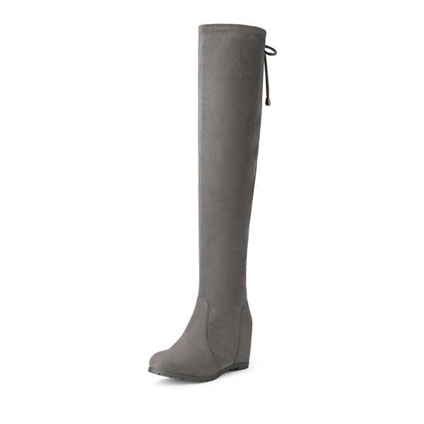 Thigh high cheap wedge heel boots