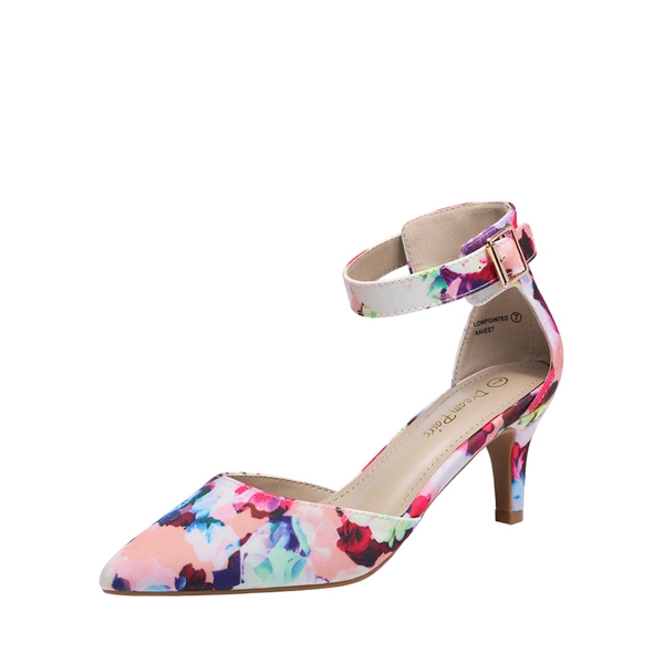 Multi Colored Flower Lace Heel Slide On Pump Shoes – TulleLux Bridal Crowns  & Accessories