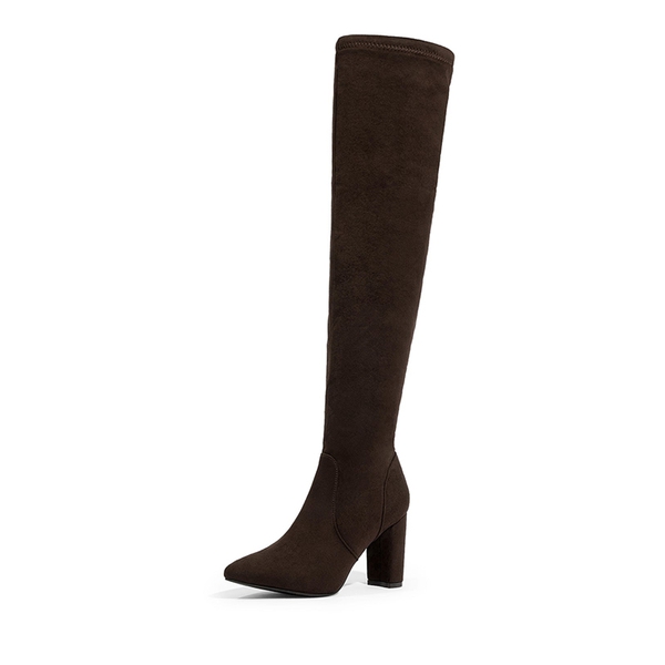 Chunky Thigh High Boots | Pointed Toe Boots-Dream Pairs