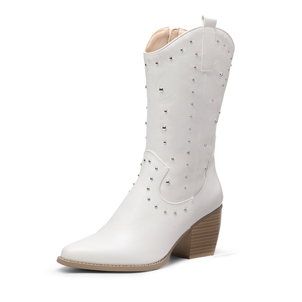 Ivory Western Boots - Knee-High Western Boots - Blade Heel Boots - Lulus