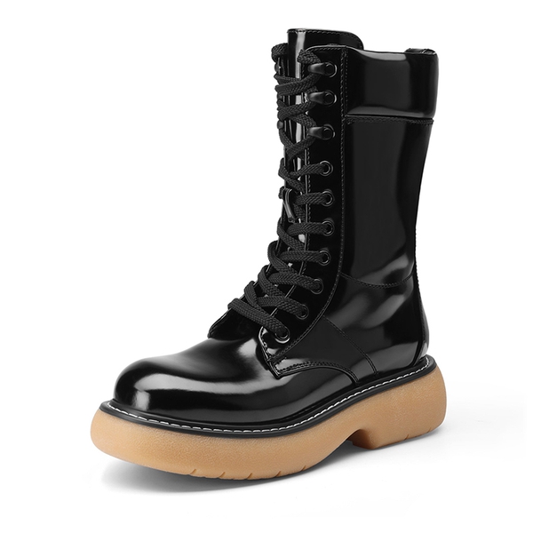 Lace Up Combat Boots Platform Mid Calf Boots Dream Pairs