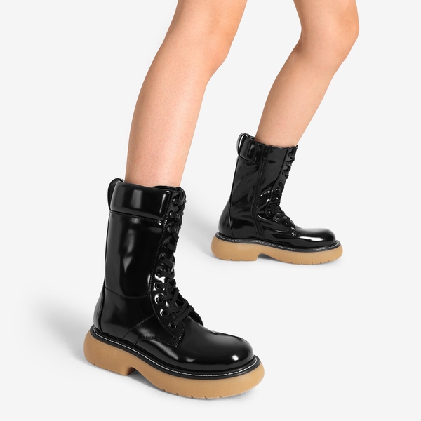Mid calf lace sales up combat boots