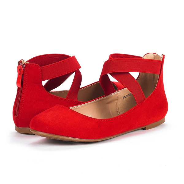 Red flats with ankle strap store