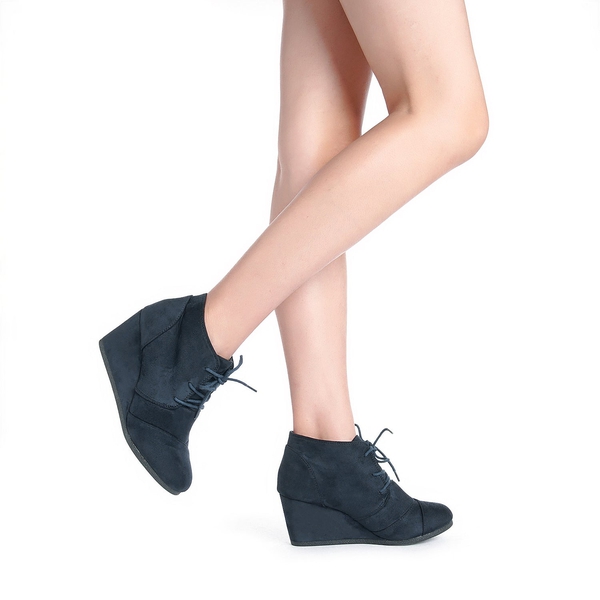 Women s Low Wedge Booties Lace Up Wedge Boots Dream Pairs